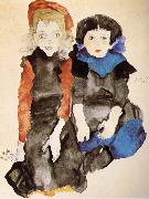 Egon Schiele Two Little Girls Sweden oil painting artist